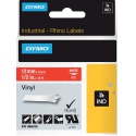 Labeltape Dymo Rhino industrieel vinyl 12mm wit op rood