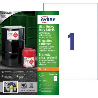 Etiket Avery B4775-50 210x297mm polyethyleen wit 50 etiketten