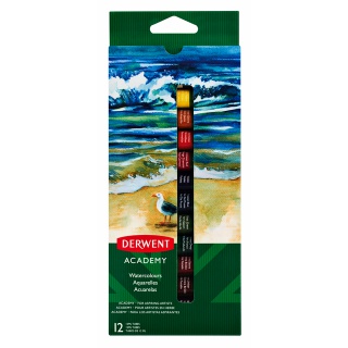 Aquarelverf Derwent Academy blister à 12 tubes à 12ml assorti