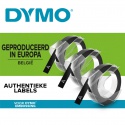 Reliëftape Dymo embossing vinyl 9mm wit op rood