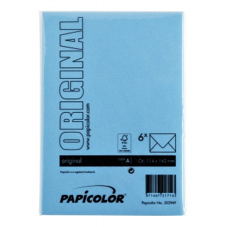 Envelop Papicolor C6 114x162mm hemelsblauw pak à 6 stuks