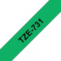 Labeltape Brother P-touch TZE-731 12mm zwart op groen