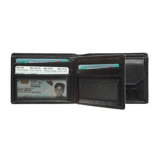 Portemonee Maverick All Black met kleingeldvak RFID leer zwart