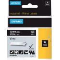 Labeltape Dymo Rhino industrieel vinyl 12mm wit op zwart