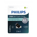 USB-stick 3.1 Philips USB-C 2-in-1 Midnight Black 32GB