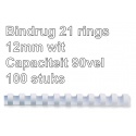 Bindrug Fellowes 12mm 21rings A4 wit 100stuks