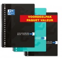 Collegeblok Oxford School A4+ lijn 23-gaats 160 pagina's 80gr voordeelpak assorti 3 stuks