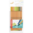 Fineliner STABILO point 88/10 fijn assorti nieuwe kleuren set à 10 stuks