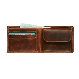 Portemonee Maverick The Original compact met kleingeldvak RFID leer bruin