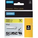 Labeltape Dymo Rhino industrieel vinyl 12mm zwart op geel