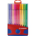 Viltstift  STABILO Pen 68/20 ColorParade in rood/blauw etui medium assorti etui  à 20 stuks