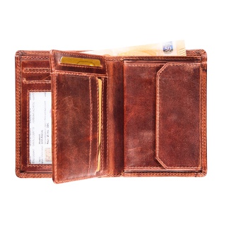 Portefeuille Maverick The Original met kleingeldvak RFID leer bruin