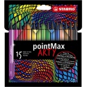 Viltstift STABILO pointMax 488/15 Arty medium assorti etui 15 stuks