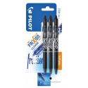 Rollerpen PILOT friXion clicker medium zwart blister à 3 stuks