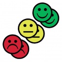 Magneet smiley 50mm 2x geel 2x groen 2x rood