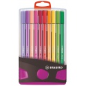 Viltstift  STABILO Pen 68/20 ColorParade in antraciet/roze etui medium assorti etui  à 20 stuks