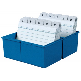 Kaartenbak Han breed A7 kunststof blauw