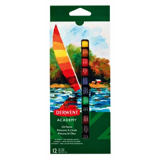 Olieverf Derwent Academy blister à 12 tubes à 12ml assorti
