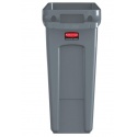 Afvalbak Rubbermaid Slim Jim Vented met luchtsleuven 60liter grijs