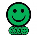 Magneet smiley 25mm emotie blij groen 5 stuks