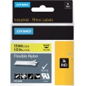 Labeltape Dymo Rhino industrieel nylon 12mm zwart op geel