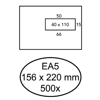 Envelop Hermes EA5 156x220mm venster 4x11 rechts zelfklevend 500 stuks