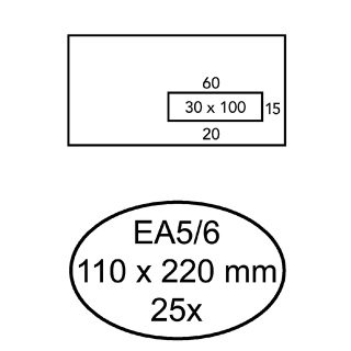 Envelop Quantore 110x220mm venster 3x10cm rechts zelfkl 25st